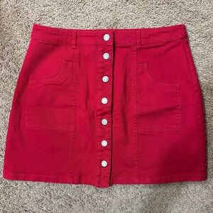Peach Love California Red Button-Front Skirt